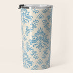 Elegant Air Blue Damask Pattern Travel Mug Gallery Image 3