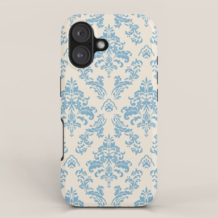 Elegant Air Blue Damask Pattern iPhone Case Gallery Image 1