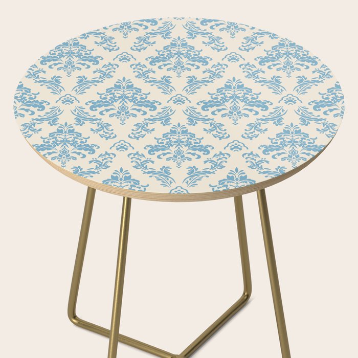 Elegant Air Blue Damask Pattern Side Table Gallery Image 2