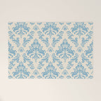 Elegant Air Blue Damask Pattern Welcome Mat Gallery Image 1