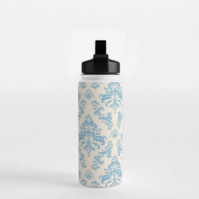 Elegant Air Blue Damask Pattern Water Bottle Gallery Image 2