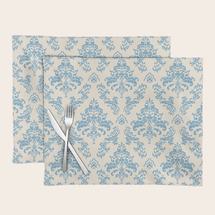 Elegant Air Blue Damask Pattern Placemat Gallery Image 1