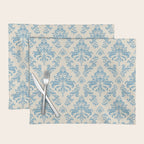 Elegant Air Blue Damask Pattern Placemat Gallery Image 1