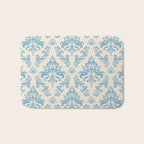 Elegant Air Blue Damask Pattern Bath Mat Gallery Image 1