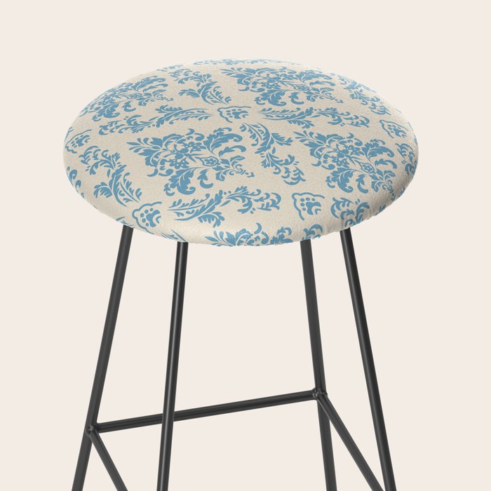 Elegant Air Blue Damask Pattern Stool Gallery Image 2