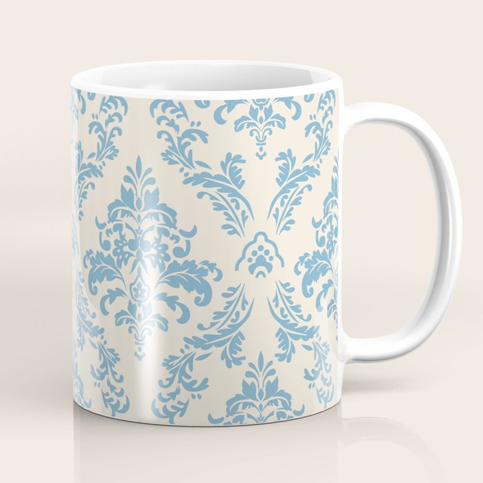 Elegant Air Blue Damask Pattern Coffee Mug Gallery Image 1