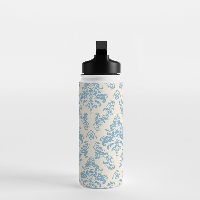 Elegant Air Blue Damask Pattern Water Bottle Gallery Image 3