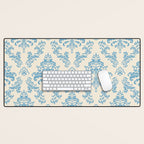 Elegant Air Blue Damask Pattern Desk Mat Gallery Image 1