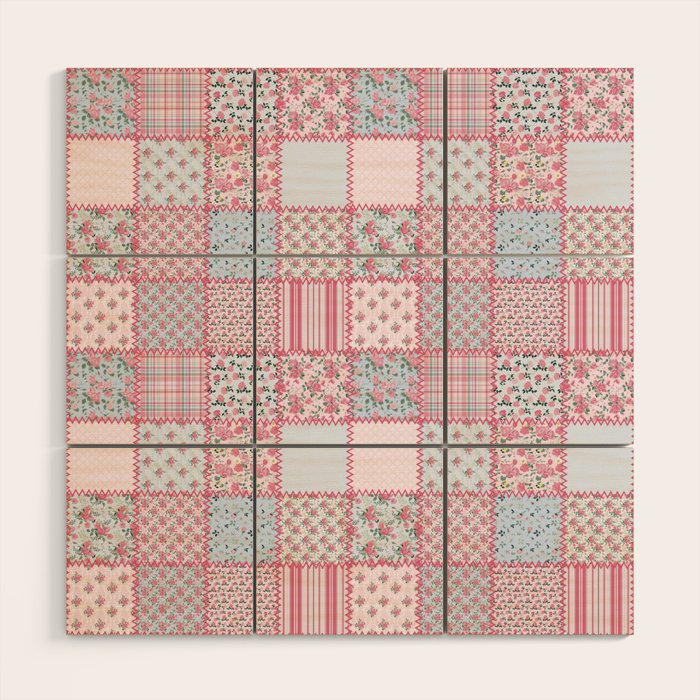 Pretty Pastel Patchwork Wood Wall Art Gallery Image 1