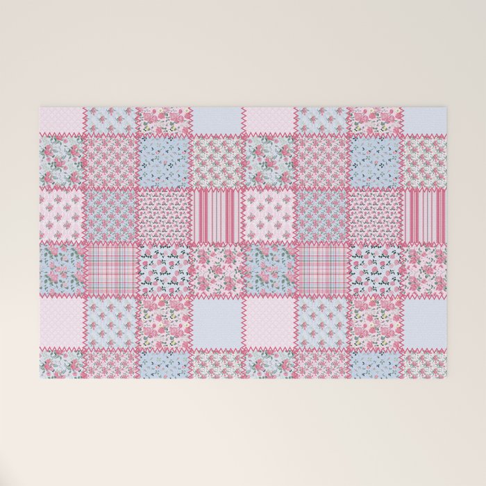 Pretty Pastel Patchwork Welcome Mat Gallery Image 1