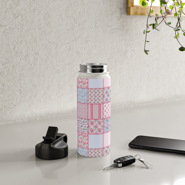 Pretty Pastel Patchwork Water Bottle Gallery Image 4