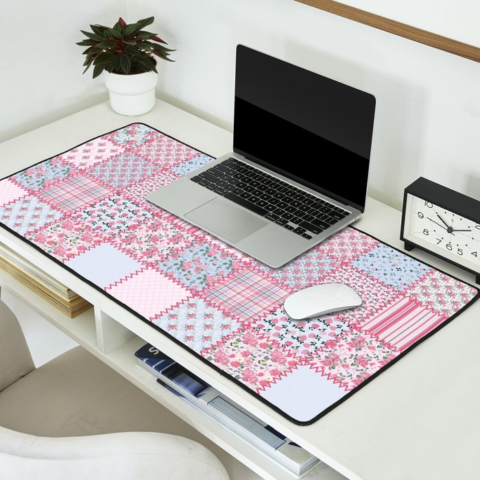 Pretty Pastel Patchwork Desk Mat Gallery Image 2