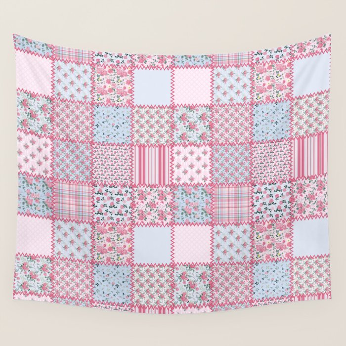 Pretty Pastel Patchwork Wall Tapestry Gallery Image 4