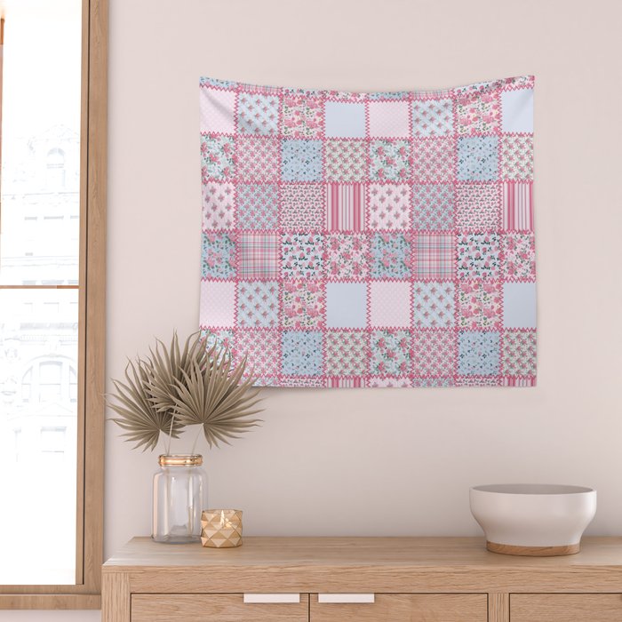 Pretty Pastel Patchwork Wall Tapestry Gallery Image 2