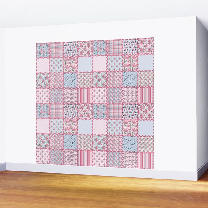 Pretty Pastel Patchwork Wall Mural Gallery Image 2