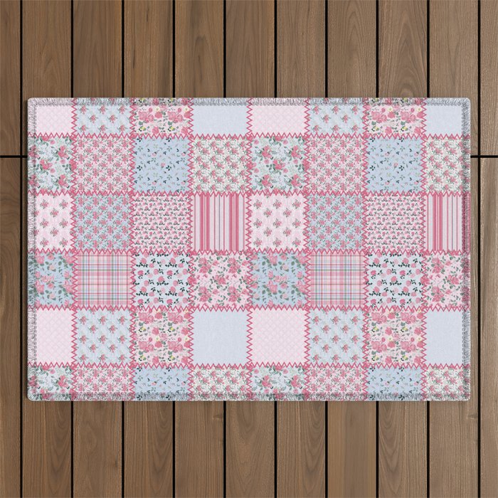 Pretty Pastel Patchwork Outdoor Rug Gallery Image 1