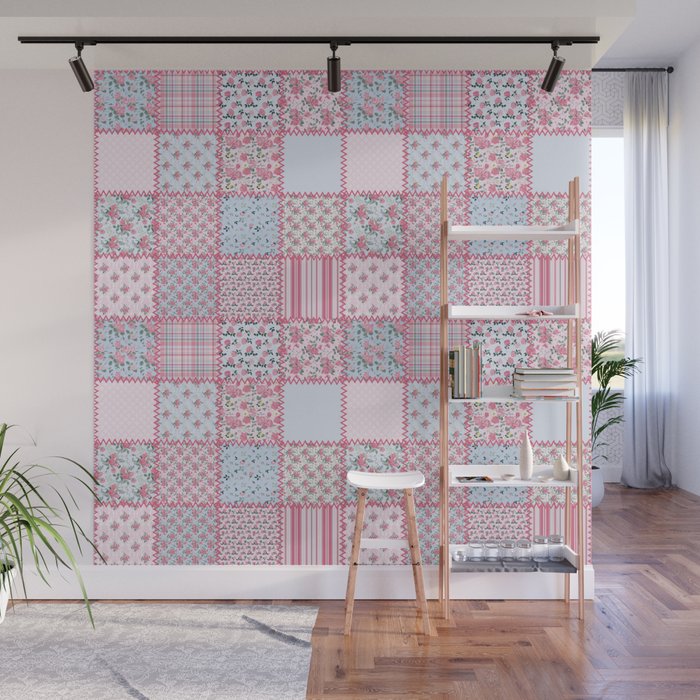 Pretty Pastel Patchwork Wall Mural Gallery Image 1