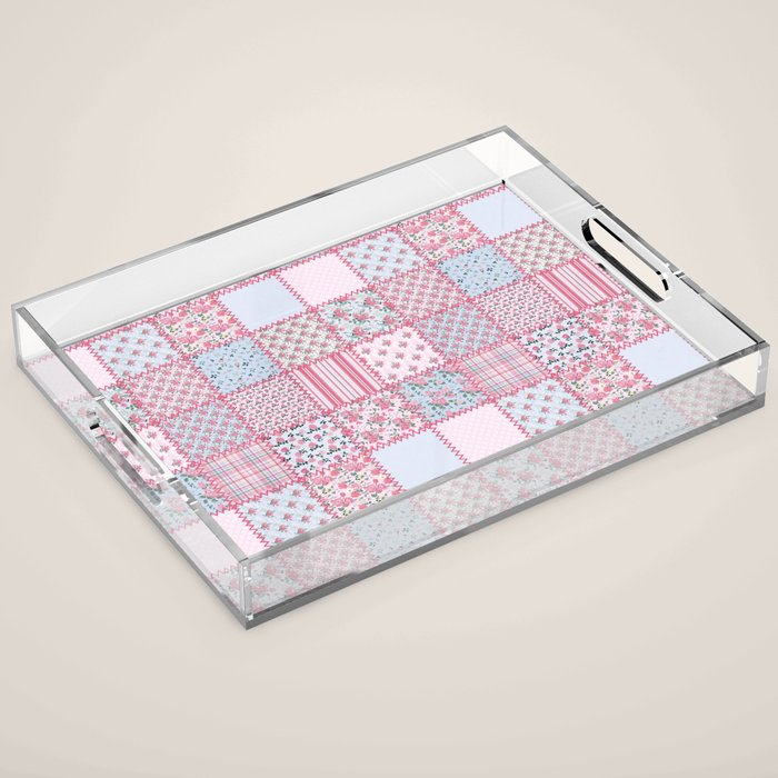 Pretty Pastel Patchwork Acrylic Tray Gallery Image 1