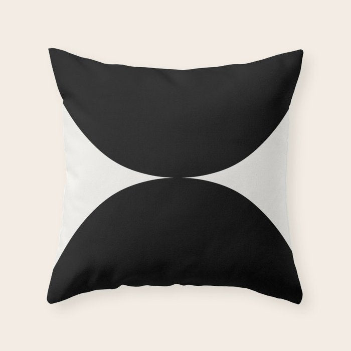 Bold Geometric Shapes Maximalism X Black and White Throw Pillow Gallery Image 1