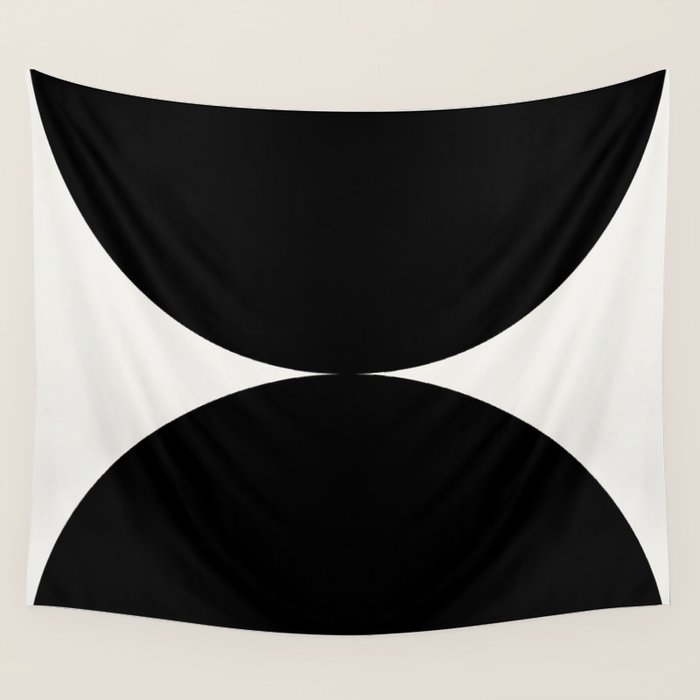 Bold Geometric Shapes Maximalism X Black and White Wall Tapestry Gallery Image 4