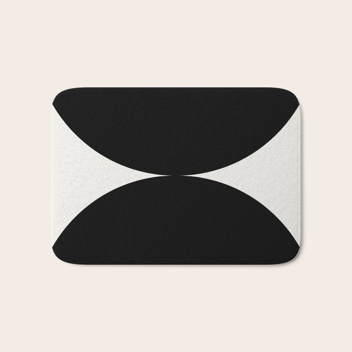 Bold Geometric Shapes Maximalism X Black and White Bath Mat Gallery Image 1
