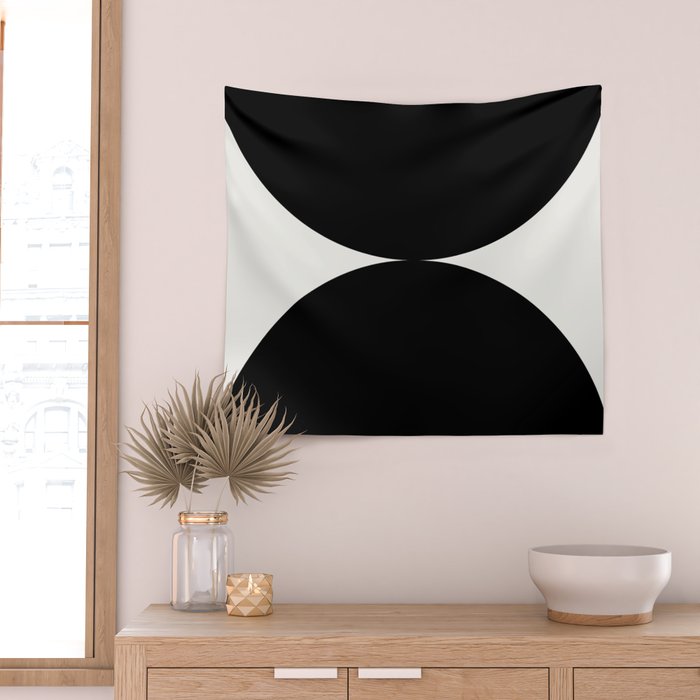Bold Geometric Shapes Maximalism X Black and White Wall Tapestry Gallery Image 2