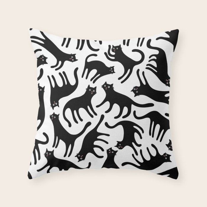 Black Cats Blep! Throw Pillow Gallery Image 6