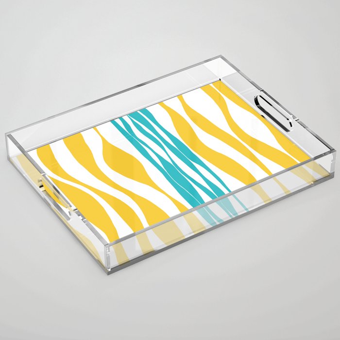 Ebb and Flow - Turquoise & Yellow Acrylic Tray Gallery Image 1