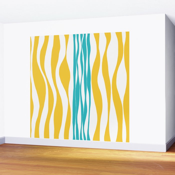 Ebb and Flow - Turquoise & Yellow Wall Mural Gallery Image 2