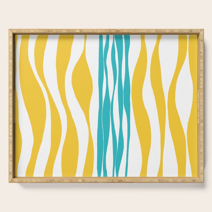 Ebb and Flow - Turquoise & Yellow Serving Tray Gallery Image 1