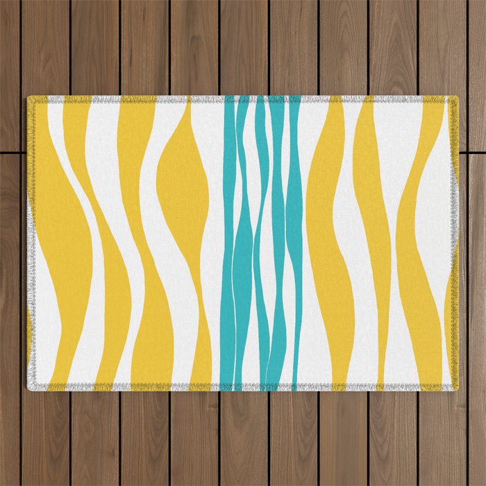 Ebb and Flow - Turquoise & Yellow Outdoor Rug Gallery Image 1