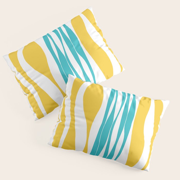 Ebb and Flow - Turquoise & Yellow Pillow Sham