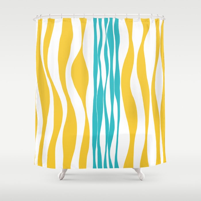 Ebb and Flow - Turquoise & Yellow Shower Curtain Gallery Image 1