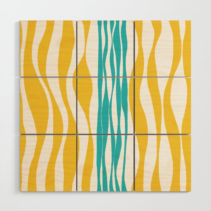 Ebb and Flow - Turquoise & Yellow Wood Wall Art Gallery Image 1