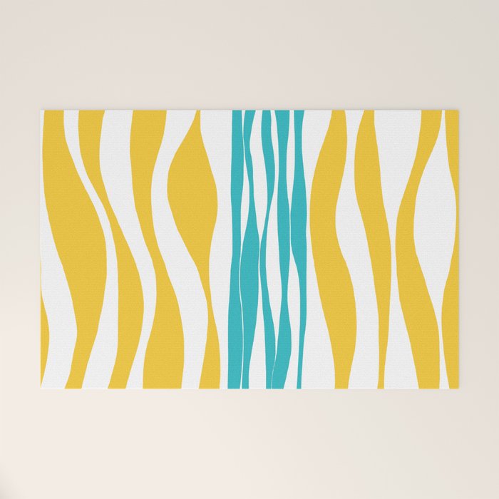 Ebb and Flow - Turquoise & Yellow Welcome Mat Gallery Image 1