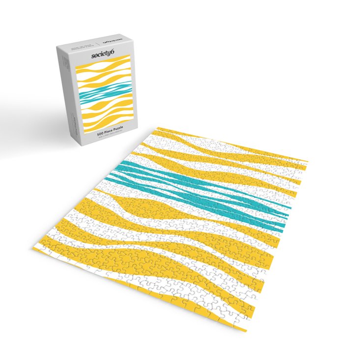 Ebb and Flow - Turquoise & Yellow Jigsaw Puzzle Gallery Image 2