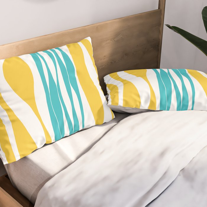 Ebb and Flow - Turquoise & Yellow Pillow Sham Gallery Image 2