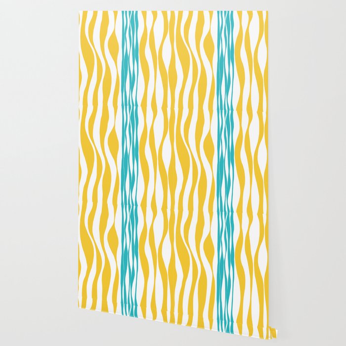 Ebb and Flow - Turquoise & Yellow Wallpaper Gallery Image 2