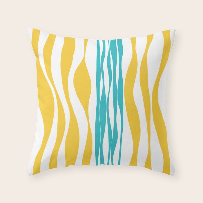 Ebb and Flow - Turquoise & Yellow Throw Pillow Gallery Image 1