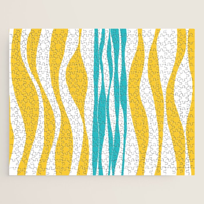 Ebb and Flow - Turquoise & Yellow Jigsaw Puzzle Gallery Image 1