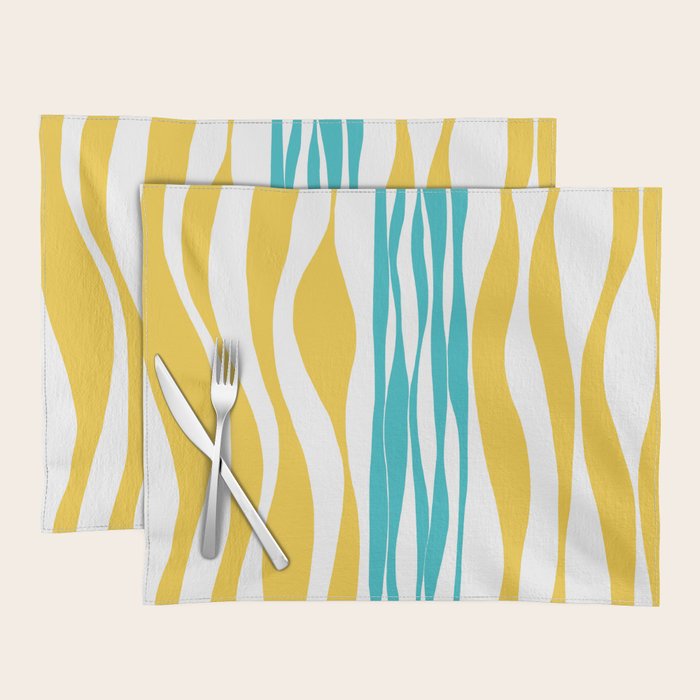 Ebb and Flow - Turquoise & Yellow Placemat Gallery Image 1