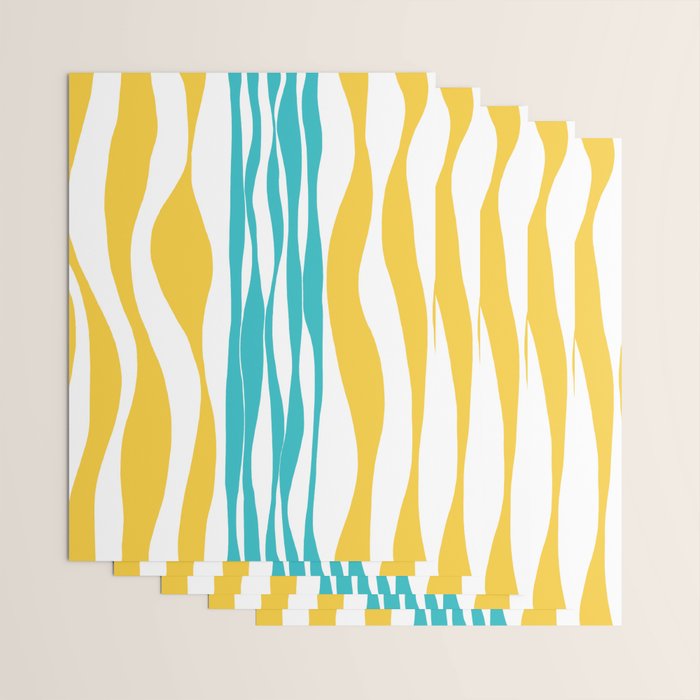 Ebb and Flow - Turquoise & Yellow Wrapping Paper Gallery Image 3