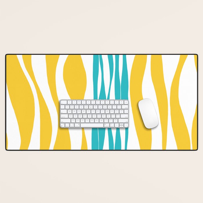 Ebb and Flow - Turquoise & Yellow Desk Mat Gallery Image 1