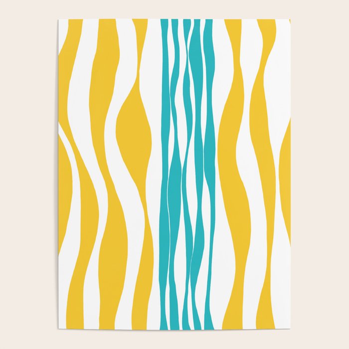 Ebb and Flow - Turquoise & Yellow Poster Gallery Image 4