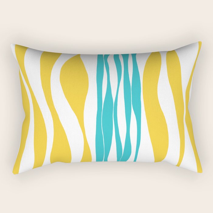 Ebb and Flow - Turquoise & Yellow Rectangular Pillow Gallery Image 1