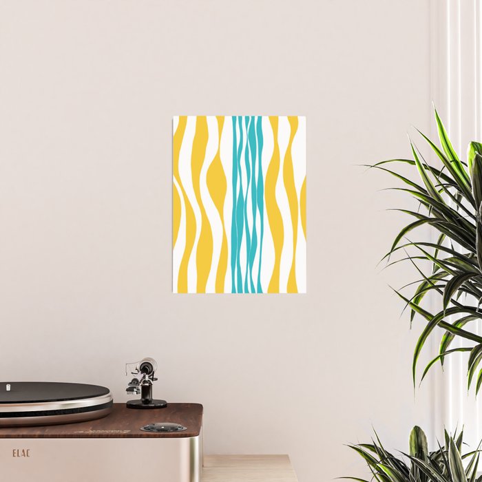 Ebb and Flow - Turquoise & Yellow Poster Gallery Image 2