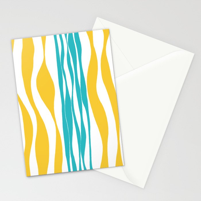 Ebb and Flow - Turquoise & Yellow Stationery Card Gallery Image 2