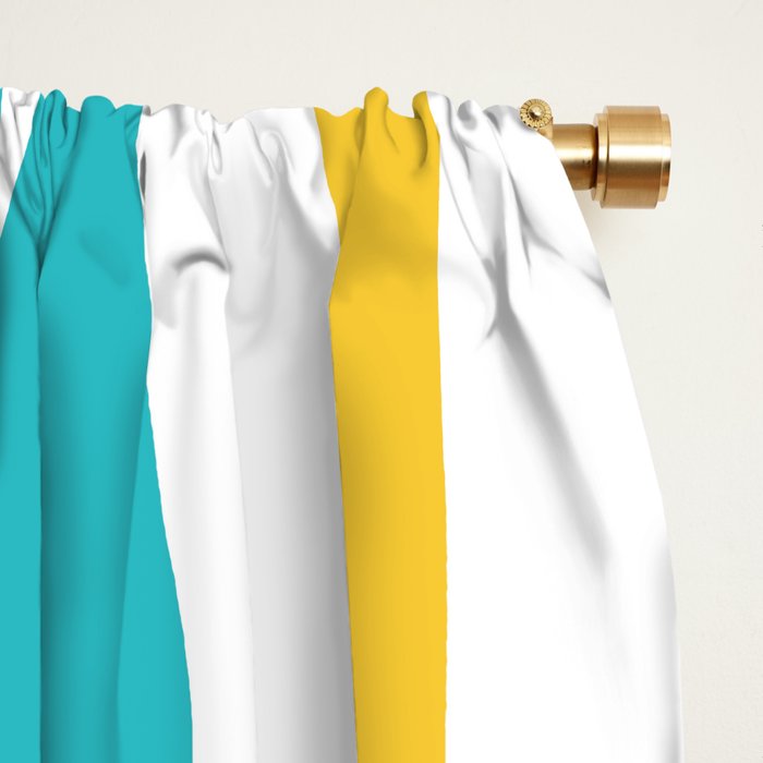 Ebb and Flow - Turquoise & Yellow Window Curtain Gallery Image 2