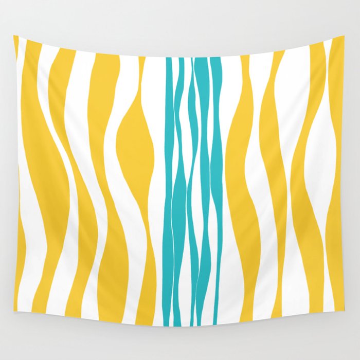Ebb and Flow - Turquoise & Yellow Wall Tapestry Gallery Image 4