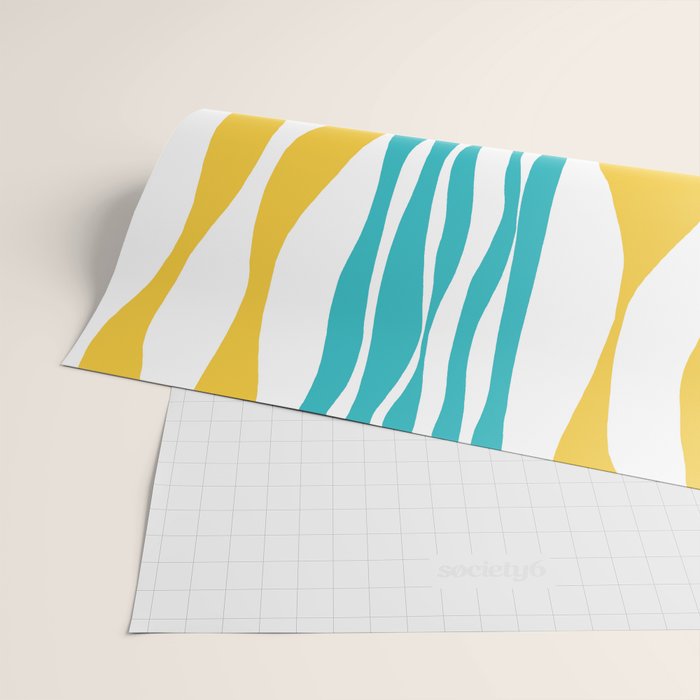 Ebb and Flow - Turquoise & Yellow Wrapping Paper Gallery Image 2
